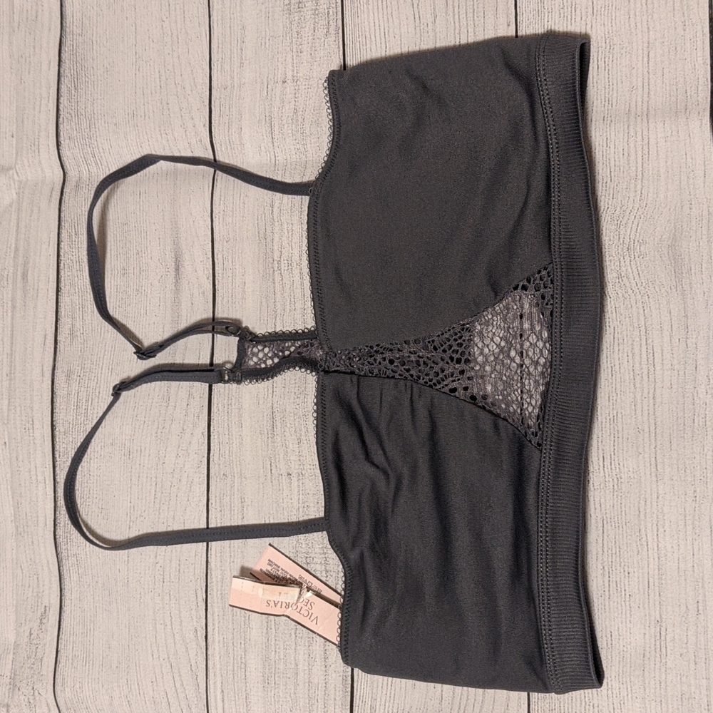 Victoria's Secret Gray Lace Racer back bralette